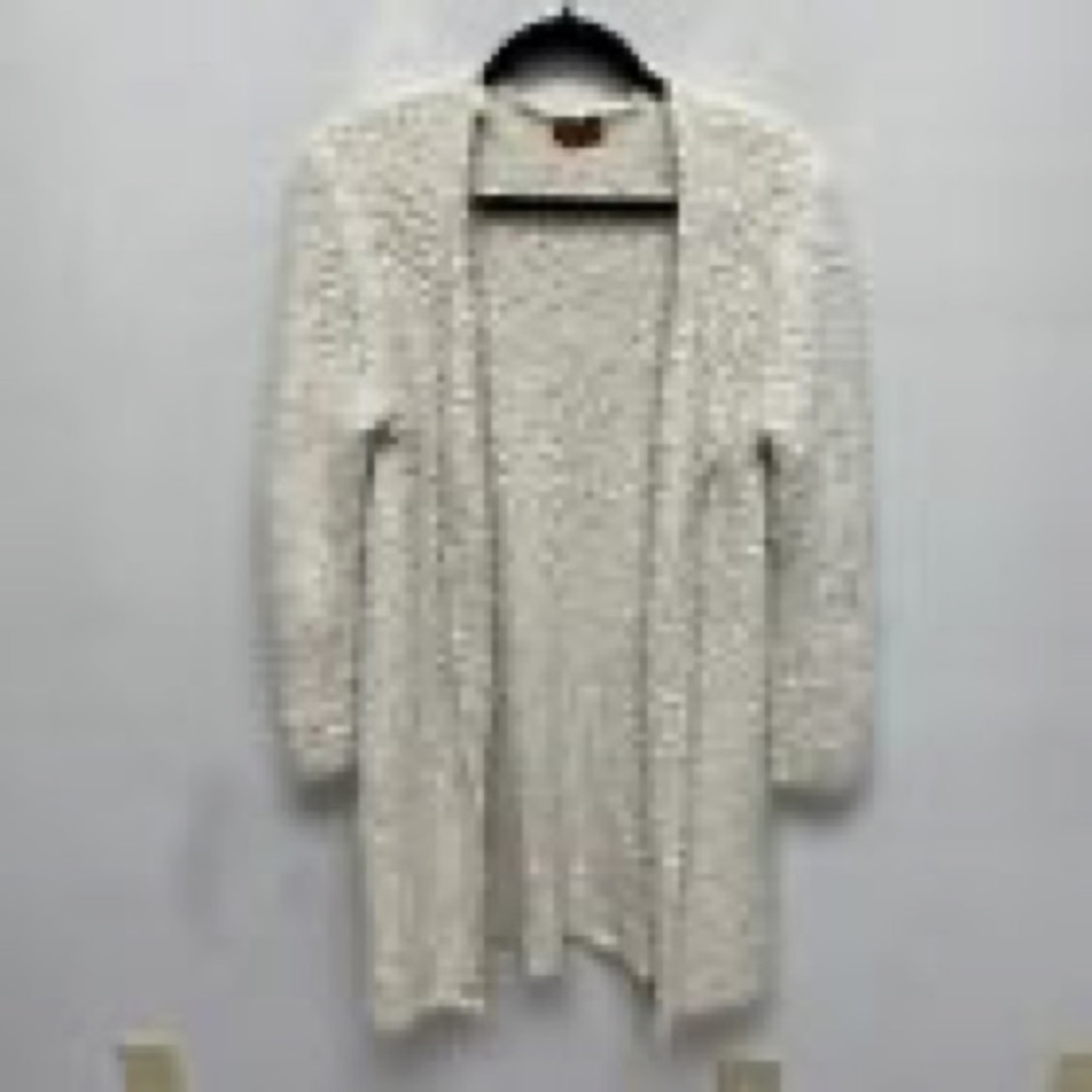 POL ivory, long sleeve, open front Fuzzy Nubby Thermal Cardigan Small UB37A
